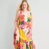 Premier Amour Womens Plus Straight Neck Sleeveless Maxi Dress