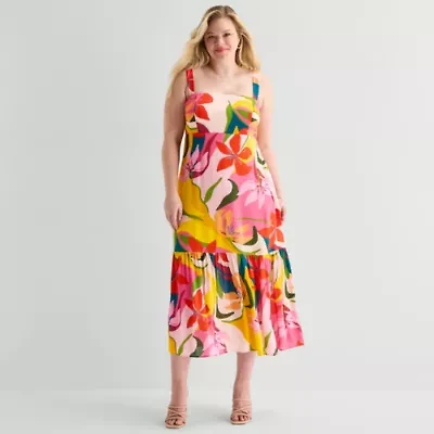 Premier Amour Womens Plus Straight Neck Sleeveless Maxi Dress