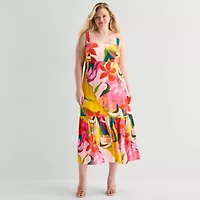 Premier Amour Womens Plus Straight Neck Sleeveless Maxi Dress
