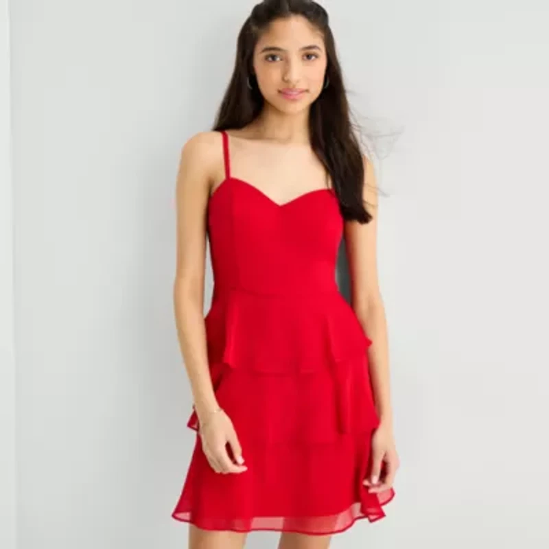 by&by Womens Juniors Sleeveless Fit + Flare Dress