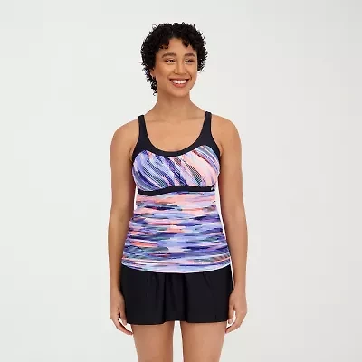 ZeroXposur Womens Comfort Straps Tie Dye Tankini Swimsuit Top