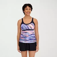 ZeroXposur Womens Comfort Straps Tie Dye Tankini Swimsuit Top