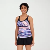 ZeroXposur Womens Comfort Straps Tie Dye Tankini Swimsuit Top