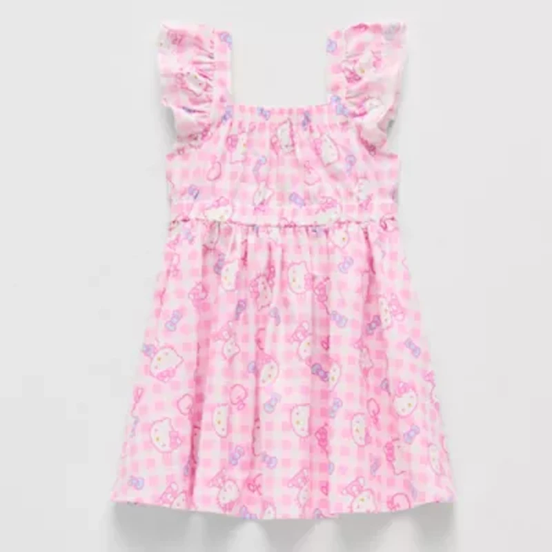 Toddler Girls Short Sleeve Ruffled Hello Kitty A-Line Dress