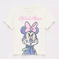 Disney Collection Girls Crew Neck Short Sleeve Minnie Mouse T-Shirt