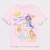 Disney Collection Girls Crew Neck Short Sleeve Princess T-Shirt