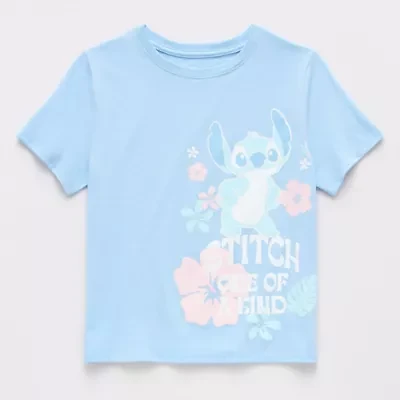 Disney Collection Girls Crew Neck Short Sleeve Stitch T-Shirt