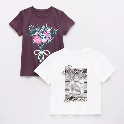 Xersion Little & Big Kid Girls Crew Neck Short Sleeve Regular Fit Graphic T-Shirt