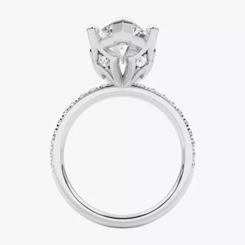 Grown Gorgeous (F / Vs2) Womens 7 Ct.T.W. Lab White Diamond 14K Gold Oval Side Stone Engagement Ring