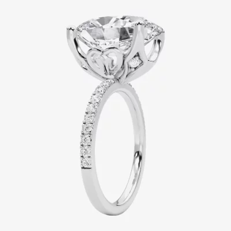 Grown Gorgeous (F / Vs2) Womens 7 Ct.T.W. Lab White Diamond 14K Gold Oval Side Stone Engagement Ring