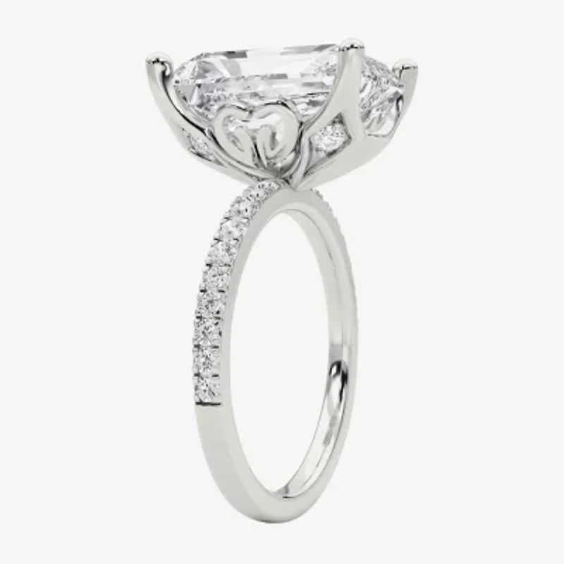 Grown Gorgeous (F / Vs2) Womens 7 Ct.T.W. Lab White Diamond 14K Gold Rectangular Side Stone Engagement Ring