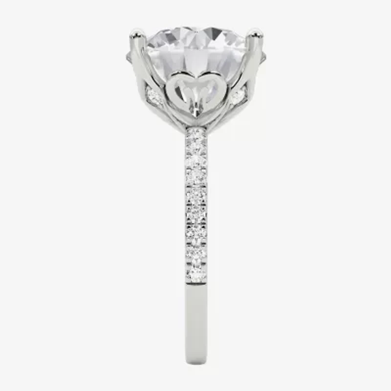 Grown Gorgeous (F / Vs2) Womens 7 Ct.T.W. Lab White Diamond 14K Gold Round Side Stone Engagement Ring