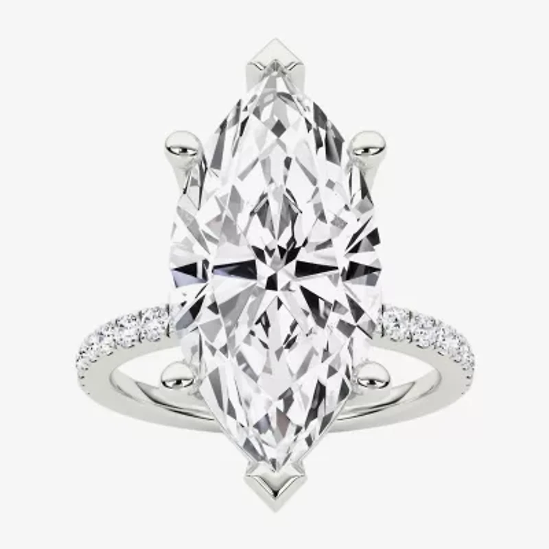 Grown Gorgeous (F / Vs2) Womens 6 CT. T.W. Lab White Diamond 14K Gold Marquise Side Stone Engagement Ring