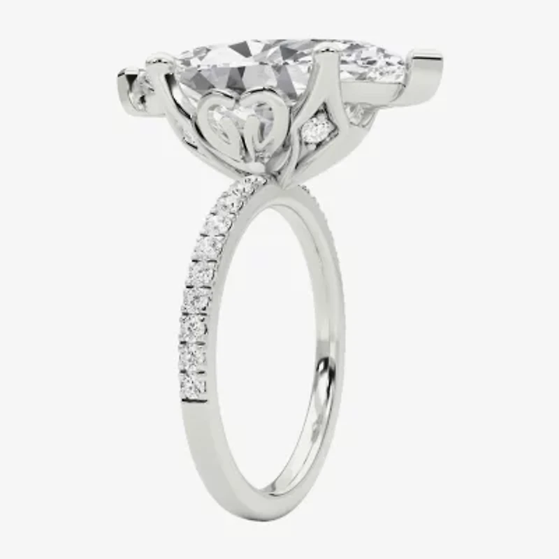 Grown Gorgeous (F / Vs2) Womens 6 CT. T.W. Lab White Diamond 14K Gold Marquise Side Stone Engagement Ring