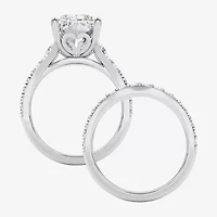 Grown Gorgeous ( F / Vs2 ) Womens 5 3/8 Ct. T.W. Lab White Diamond 14K Gold Rectangular Side Stone Bridal Set
