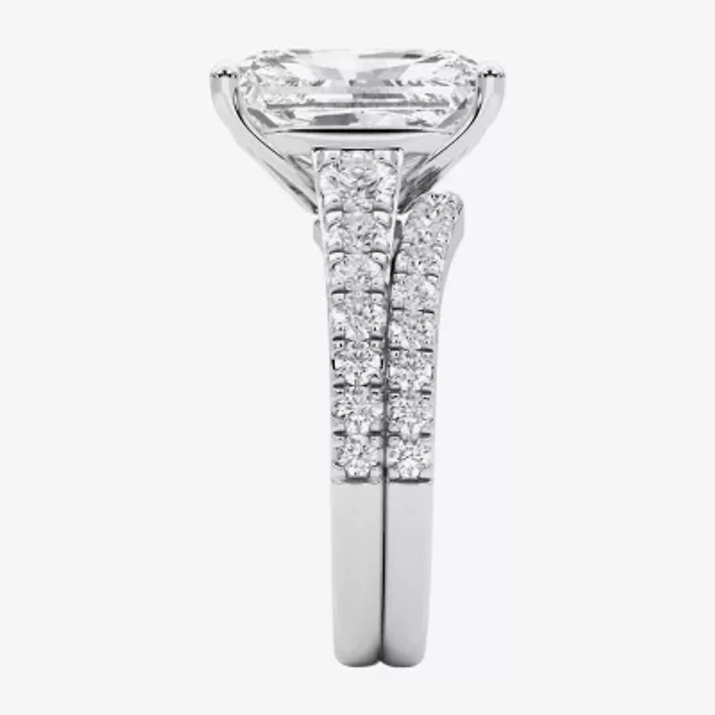 Grown Gorgeous ( F / Vs2 ) Womens 5 3/8 Ct. T.W. Lab White Diamond 14K Gold Rectangular Side Stone Bridal Set