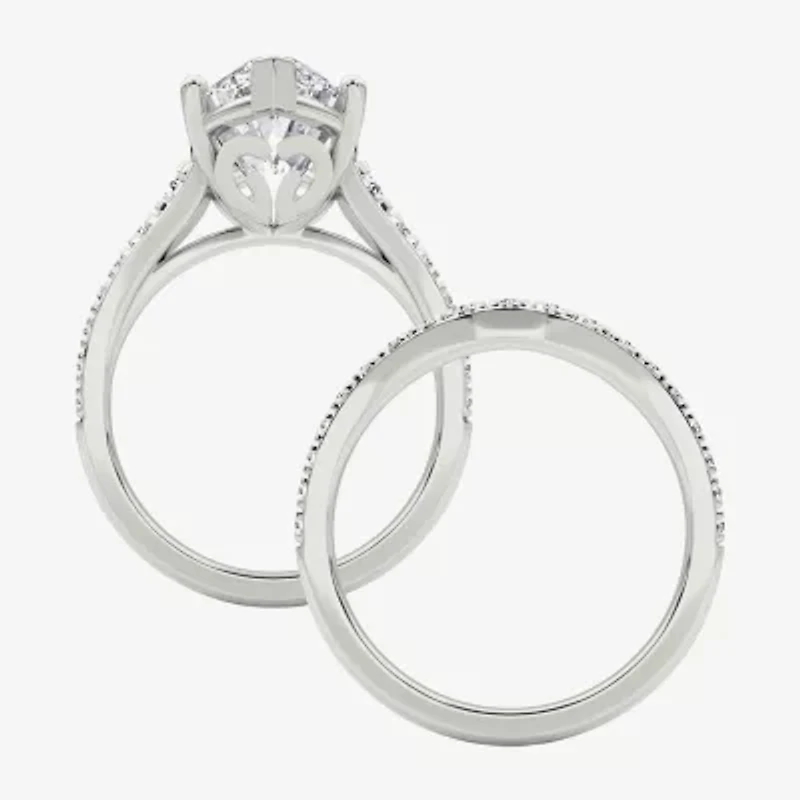 Grown Gorgeous ( F / Vs2 ) Womens 5 3/8 Ct. T.W. Lab White Diamond 14K Gold Marquise Side Stone Bridal Set