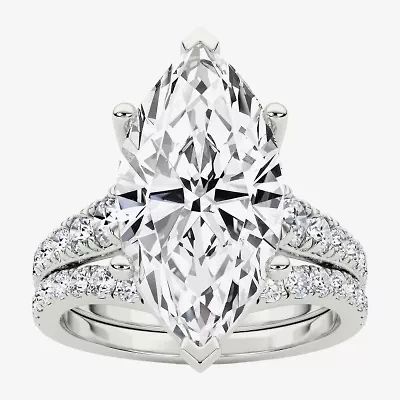 Grown Gorgeous ( F / Vs2 ) Womens 5 3/8 Ct. T.W. Lab White Diamond 14K Gold Marquise Side Stone Bridal Set