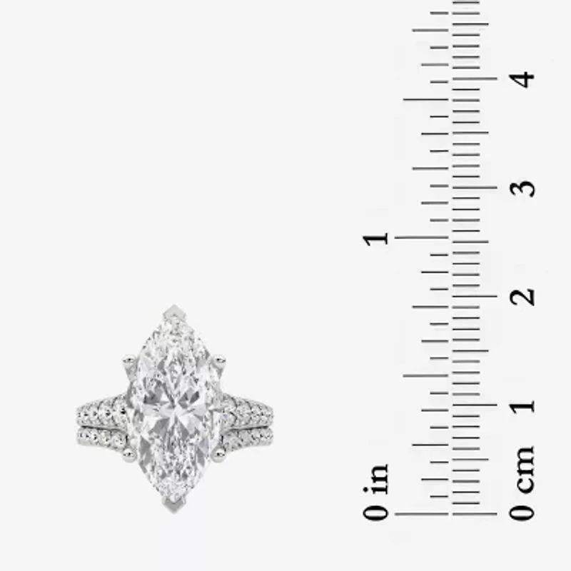 Grown Gorgeous ( F / Vs2 ) Womens 5 3/8 Ct. T.W. Lab White Diamond 14K Gold Marquise Side Stone Bridal Set