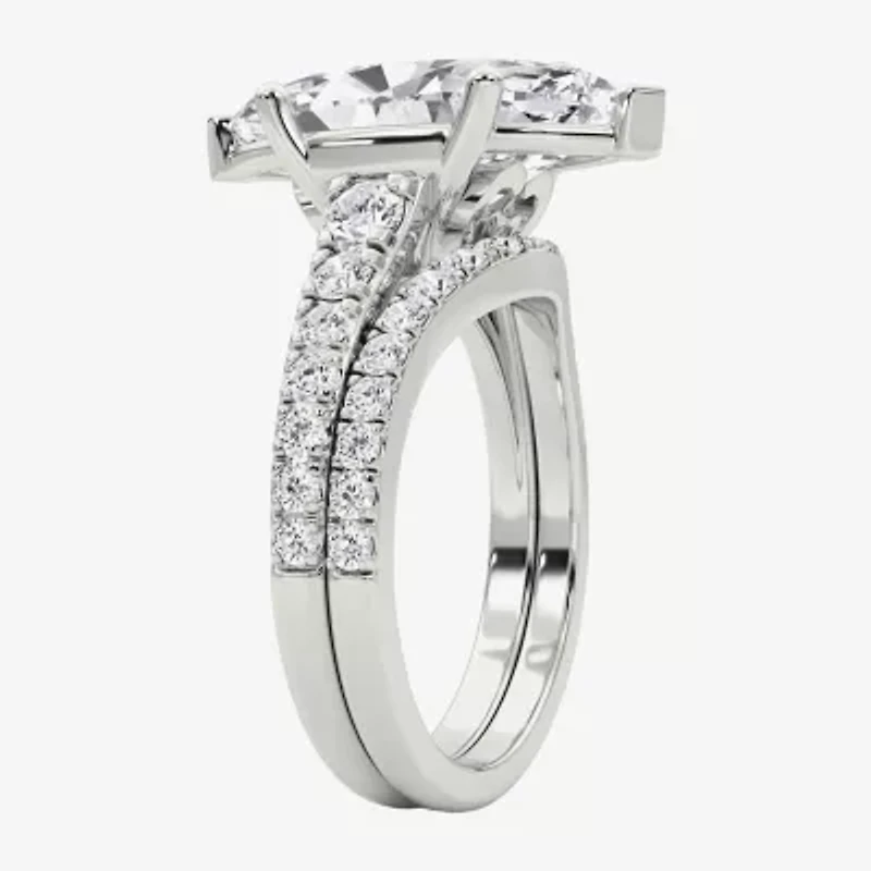 Grown Gorgeous ( F / Vs2 ) Womens 5 3/8 Ct. T.W. Lab White Diamond 14K Gold Marquise Side Stone Bridal Set