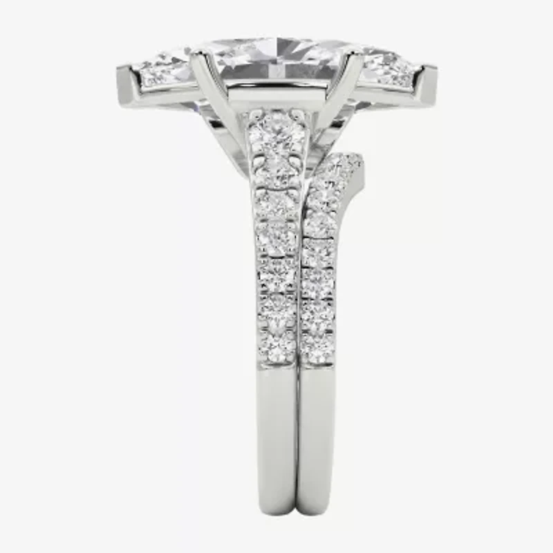 Grown Gorgeous ( F / Vs2 ) Womens 5 3/8 Ct. T.W. Lab White Diamond 14K Gold Marquise Side Stone Bridal Set