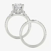 Grown Gorgeous ( F / Vs2 ) Womens 5 3/8 Ct. T.W. Lab White Diamond 14K Gold Rectangular Side Stone Bridal Set