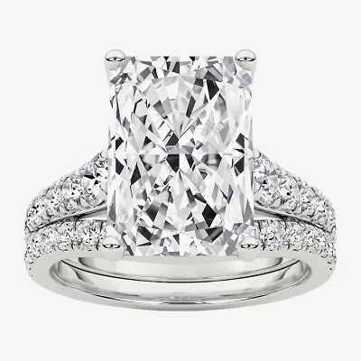 Grown Gorgeous ( F / Vs2 ) Womens 5 3/8 Ct. T.W. Lab White Diamond 14K Gold Rectangular Side Stone Bridal Set