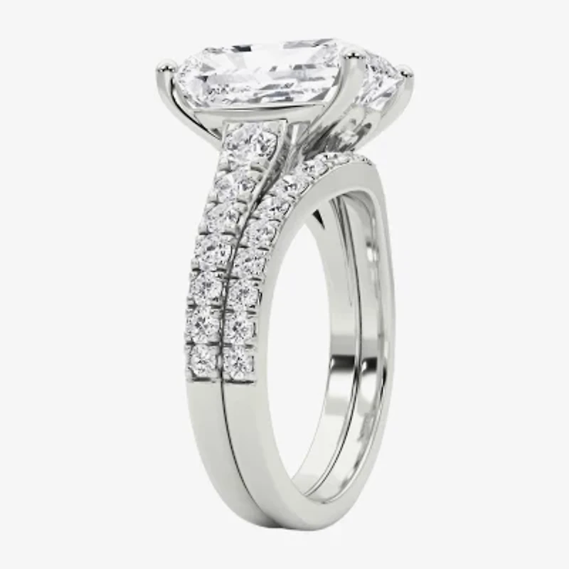 Grown Gorgeous ( F / Vs2 ) Womens 5 3/8 Ct. T.W. Lab White Diamond 14K Gold Rectangular Side Stone Bridal Set