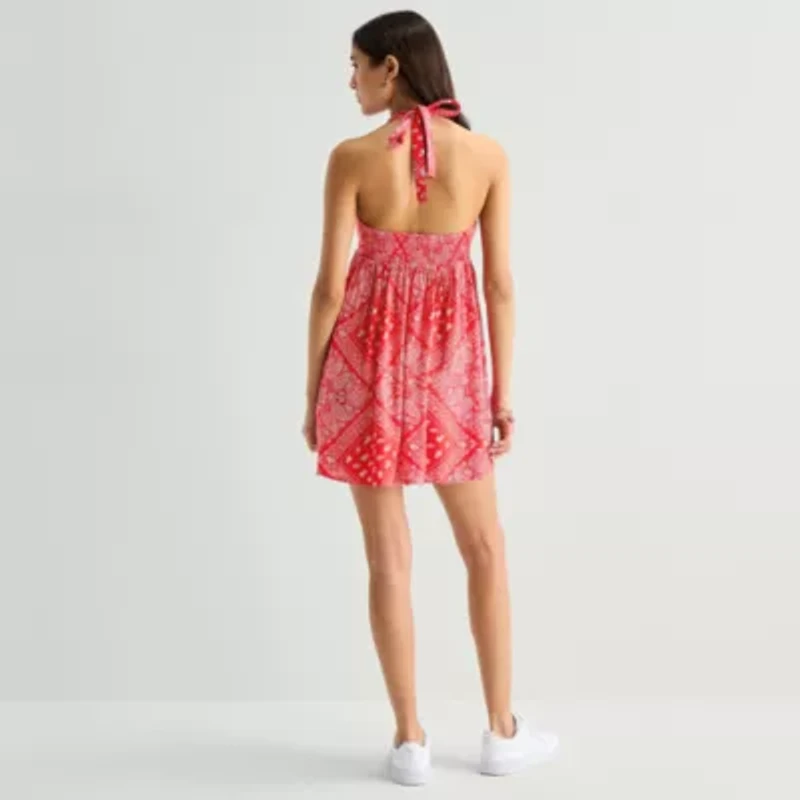 Arizona Womens Juniors Halter Neck Sleeveless Sundress