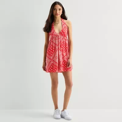 Arizona Womens Juniors Halter Neck Sleeveless Sundress