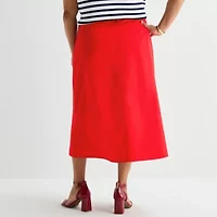 Liz Claiborne Womens Plus Midi A-Line Skirt