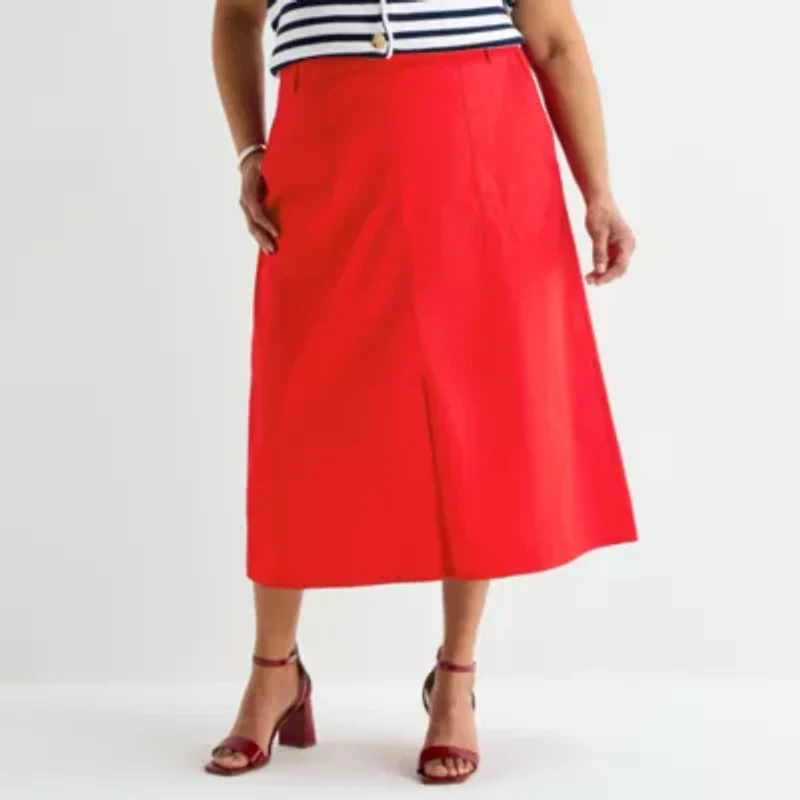 Liz Claiborne Womens Plus Midi A-Line Skirt