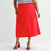 Liz Claiborne Womens Plus Midi A-Line Skirt