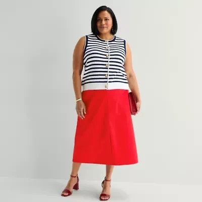 Liz Claiborne Womens Plus Midi A-Line Skirt
