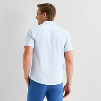 St. John's Bay Performance Knit Mens Short Sleeve Classic Fit Stretch Fabric Button-Down Shirt