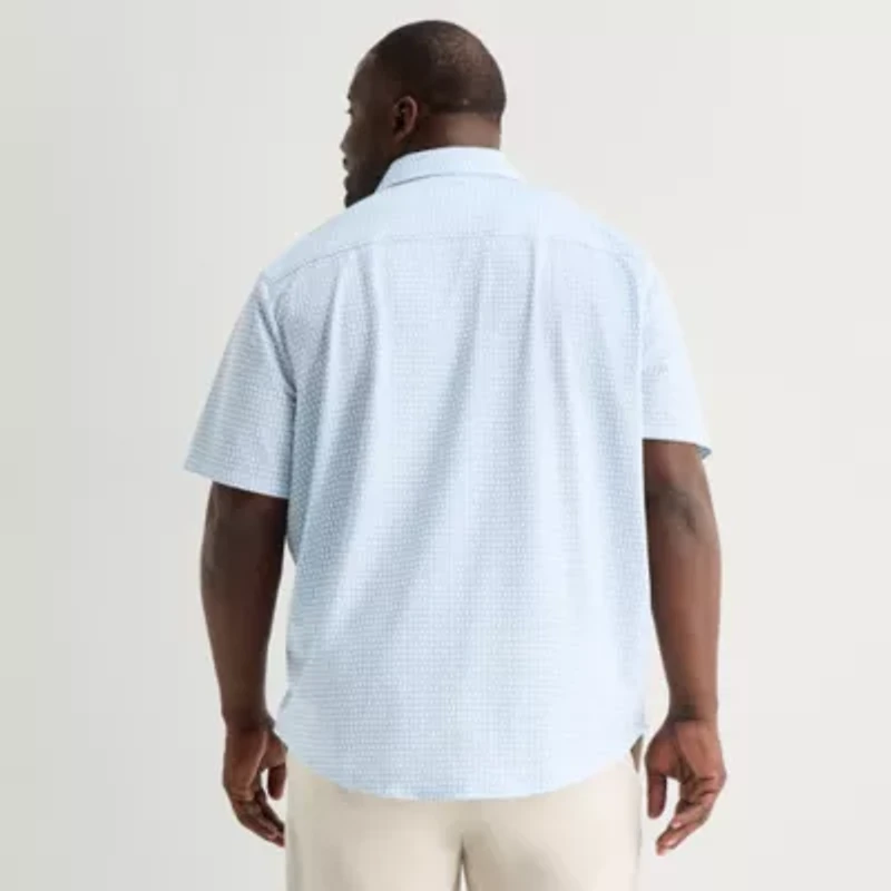 St. John's Bay Performance Knit Mens Short Sleeve Classic Fit Stretch Fabric Big and Tall Button-Down Shirt