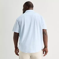 St. John's Bay Performance Knit Mens Short Sleeve Classic Fit Stretch Fabric Big and Tall Button-Down Shirt