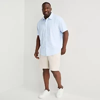 St. John's Bay Performance Knit Mens Short Sleeve Classic Fit Stretch Fabric Big and Tall Button-Down Shirt