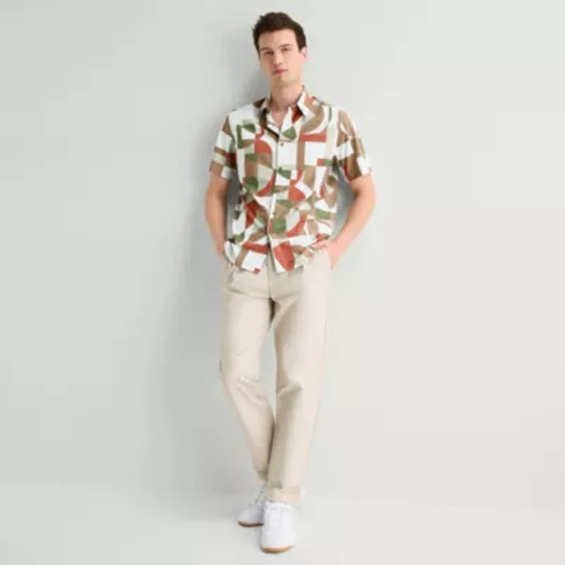Stylus Mens Short Sleeve Regular Fit Button-Down Shirt
