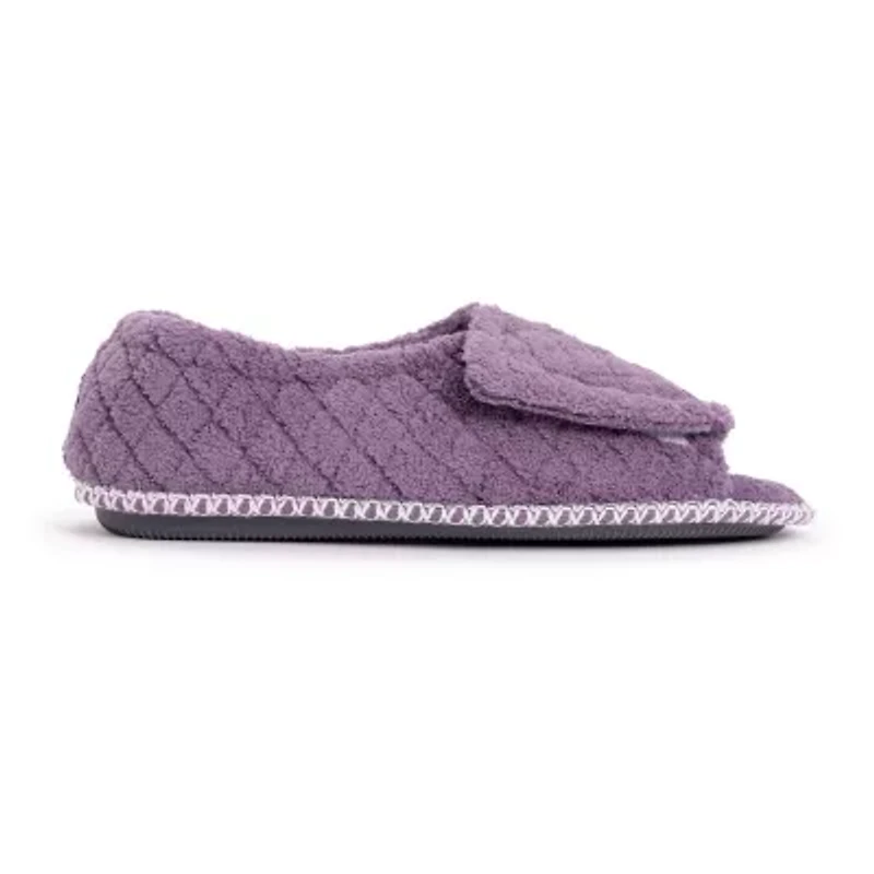Muk Luks Marylou Micro Chenille Womens Memory Foam Slip-On Slippers