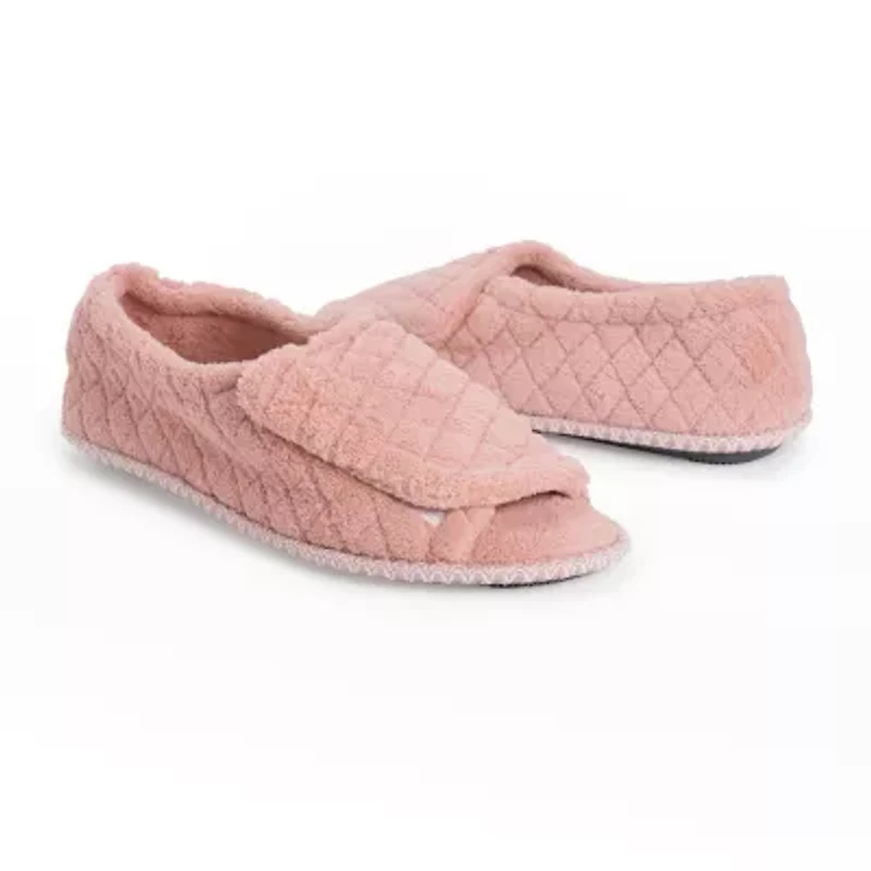 Muk Luks Marylou Micro Chenille Womens Memory Foam Slip-On Slippers