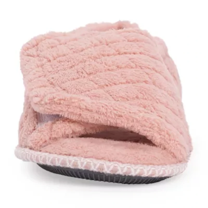 Muk Luks Marylou Micro Chenille Womens Memory Foam Slip-On Slippers