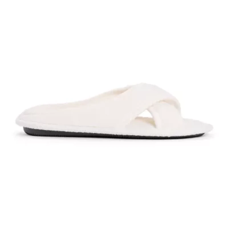 Muk Luks Ada Crossband Womens Memory Foam Slip-On Slippers