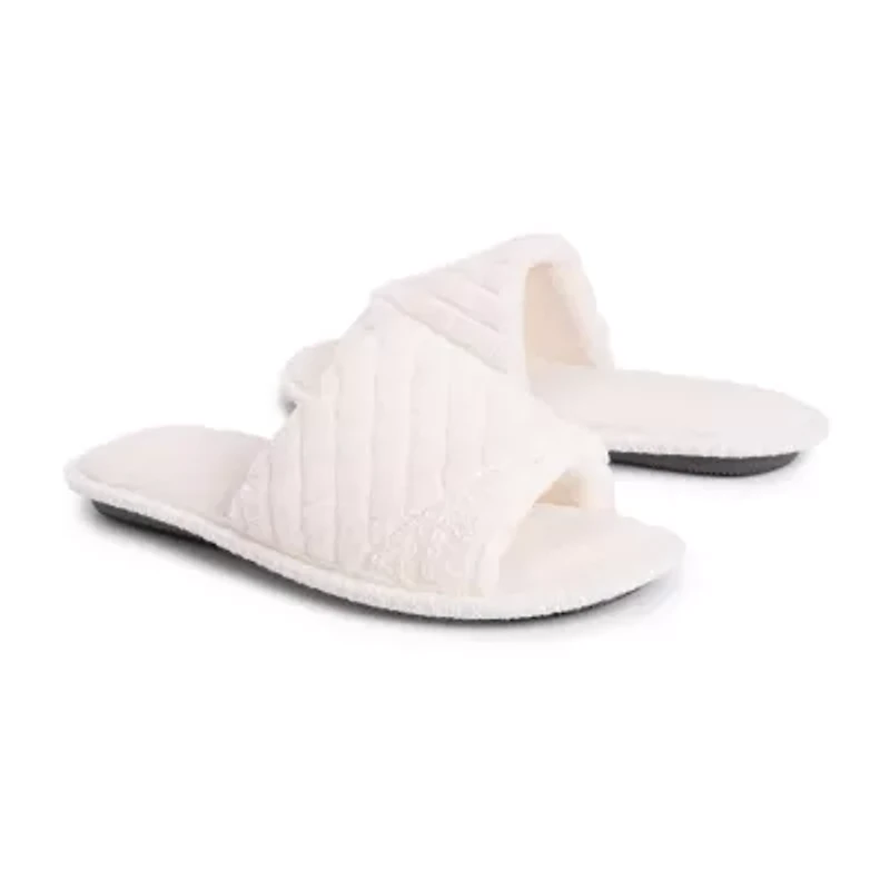 Muk Luks Sally Open Toe Scuff Womens Memory Foam Slip-On Slippers