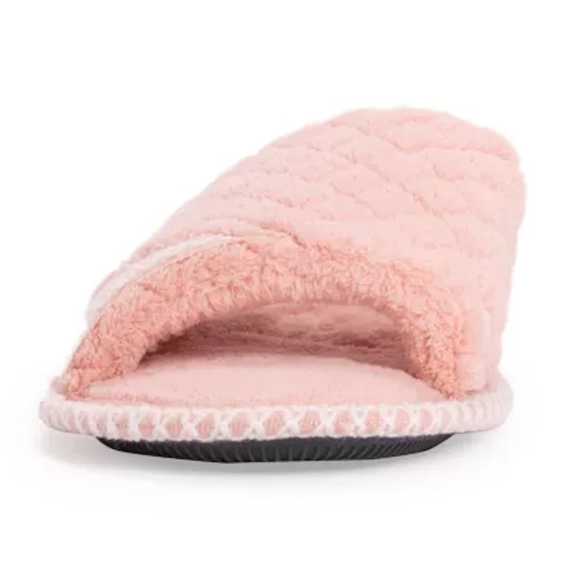 Muk Luks Sally Open Toe Scuff Womens Memory Foam Slip-On Slippers