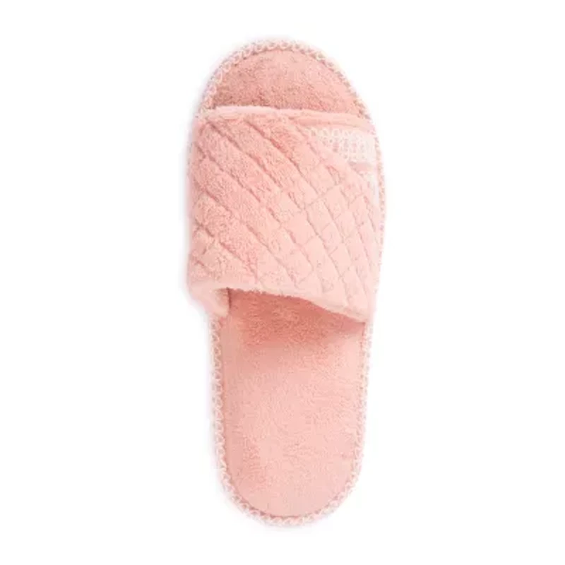 Muk Luks Sally Open Toe Scuff Womens Memory Foam Slip-On Slippers