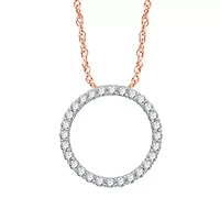 (H-I / I1) Womens 1/2 CT. T.W. Lab Grown White Diamond 10K Rose Gold Circle 18 Inch Pendant Necklace