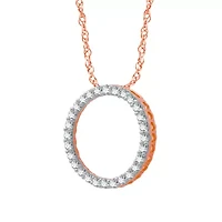 (H-I / I1) Womens 1/2 CT. T.W. Lab Grown White Diamond 10K Rose Gold Circle 18 Inch Pendant Necklace