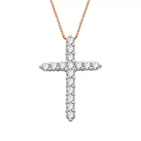 (H-I / I1) Womens 1/2 CT. T.W. Lab Grown White Diamond 10K White, Yellow, or Rose Gold Cross Pendant Necklace