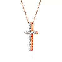 (H-I / I1) Womens 1/2 CT. T.W. Lab Grown White Diamond 10K White, Yellow, or Rose Gold Cross Pendant Necklace